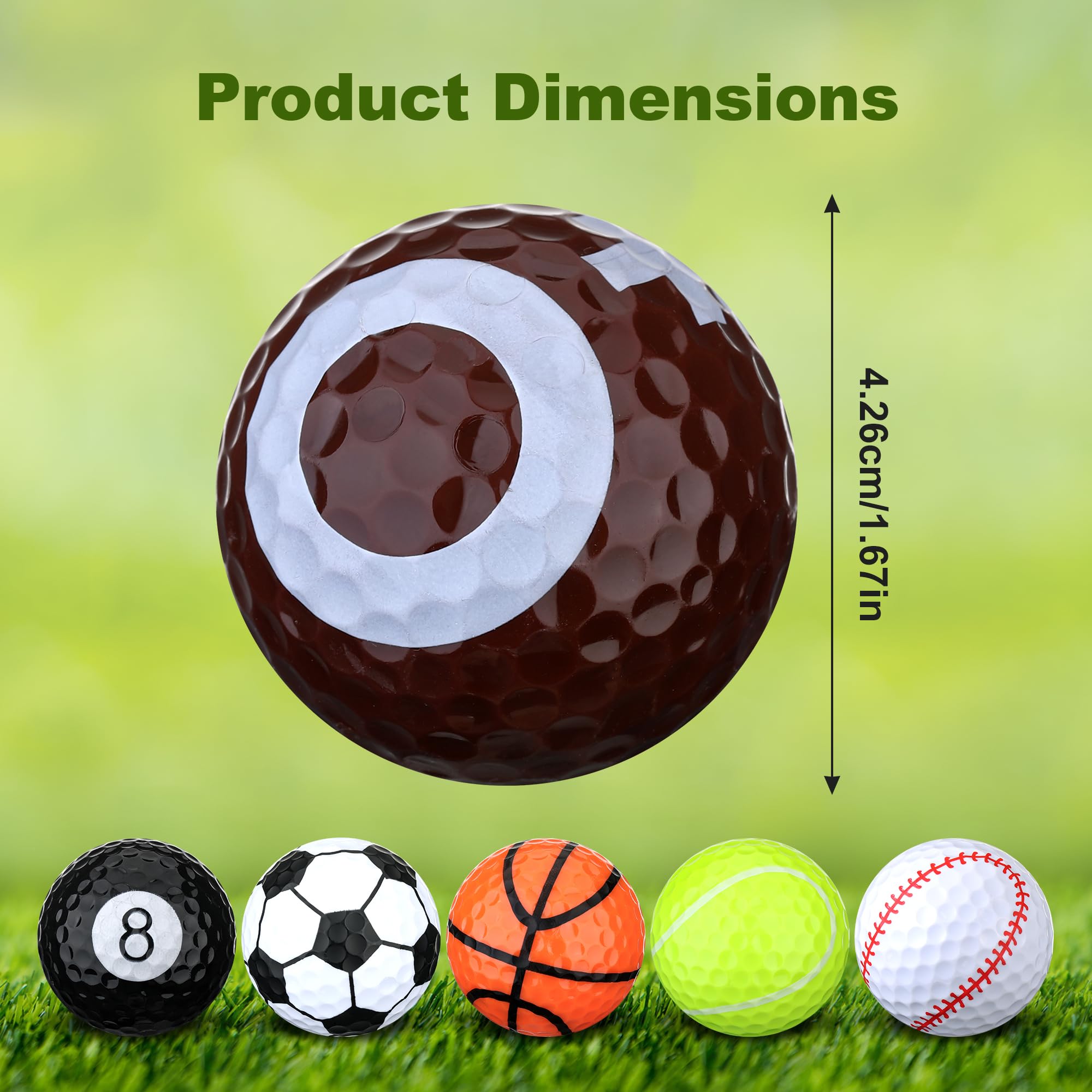 Bolas de Golf Divertidas con Cubierta de Resina y Núcleo de Goma, Regalos para Golfistas