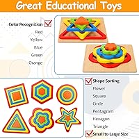 Vista 4 de Toddler Puzzles Montessori Toy Wooden Shape Sorting Puzzle Sensory Toy Toddler Activities Preschool Learning Educational Autistic Developmental 1 2