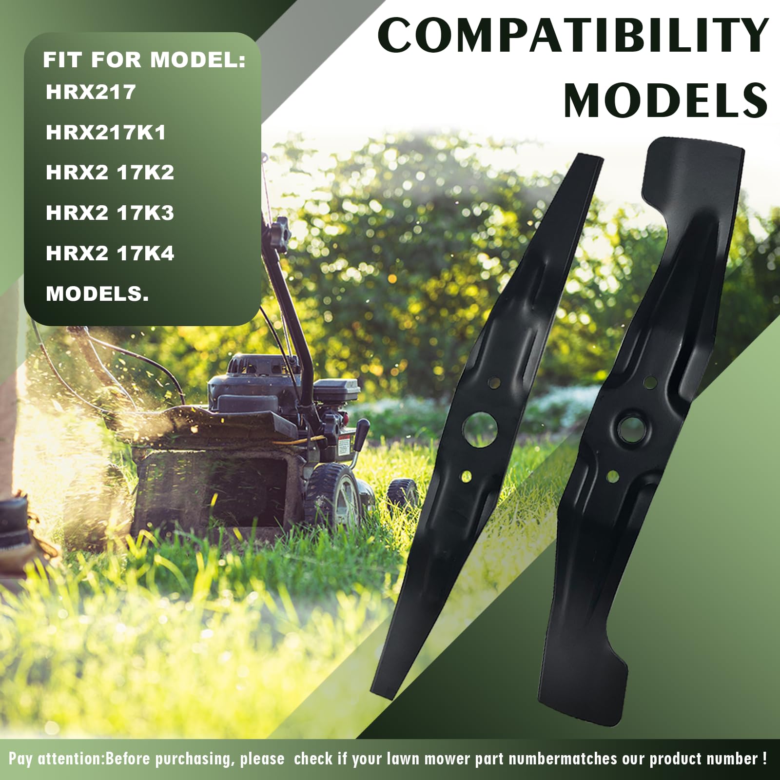 Juego de cuchillas para cortacésped 72531-VH7-000 y 72511-VH7-000 para modelos HRX217, HRX217K1, HRX217K2, HRX217K3, HRX217K4 para cortacésped MicroCut de 21 pulgadas