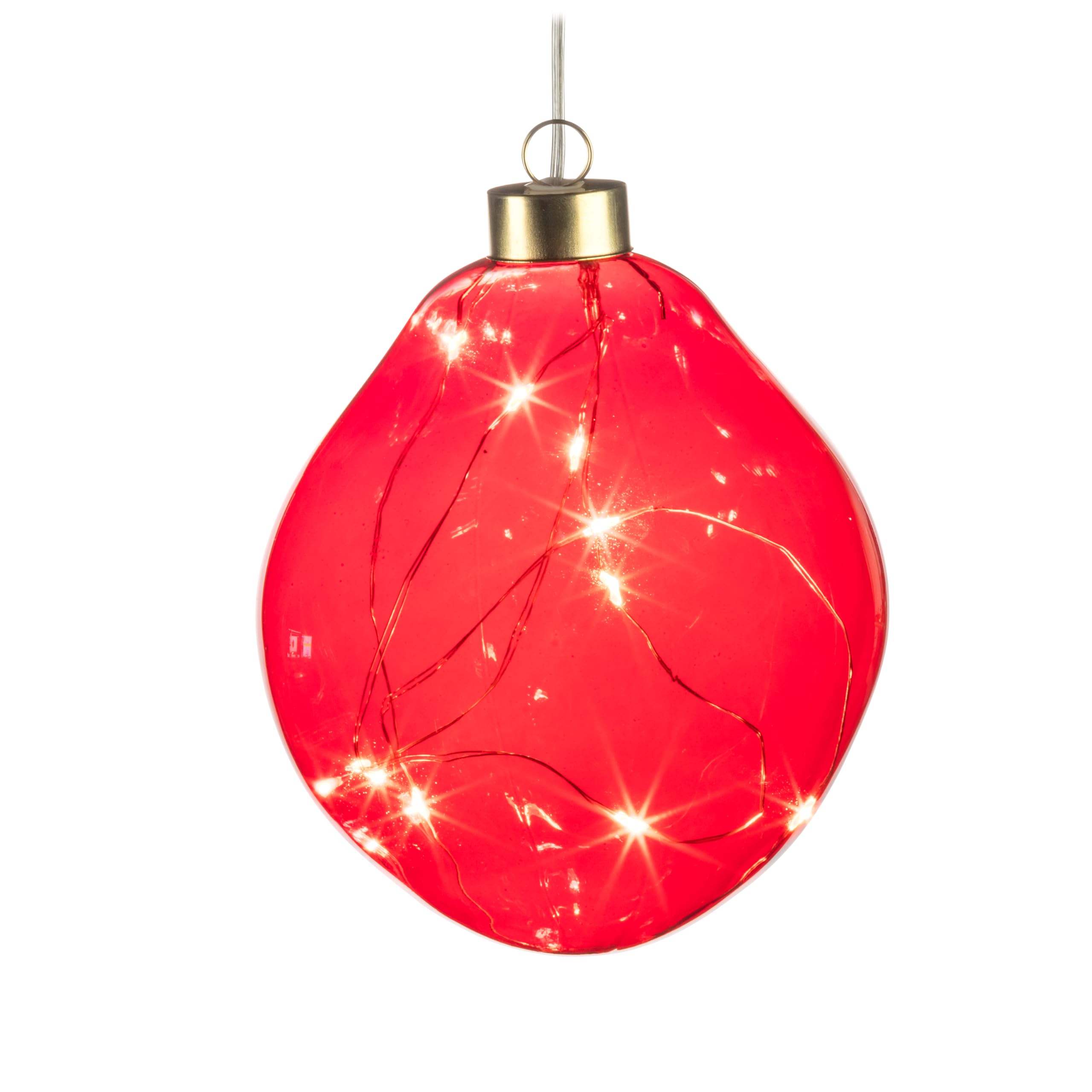 Bola LED de cristal rojo orgánica Abbott Collection: detalle mediano de 5" para regalar