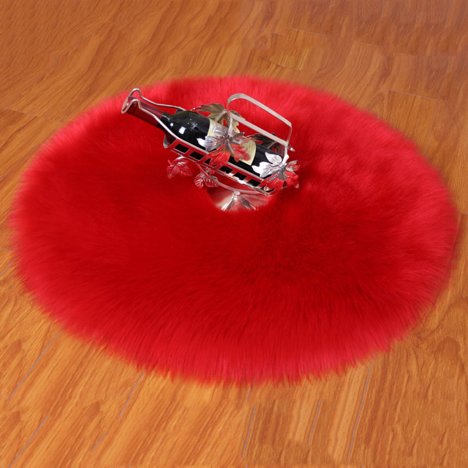 Moquette ronde en peluche douce 100cm avec envers antidérapant protecteur pour le sol