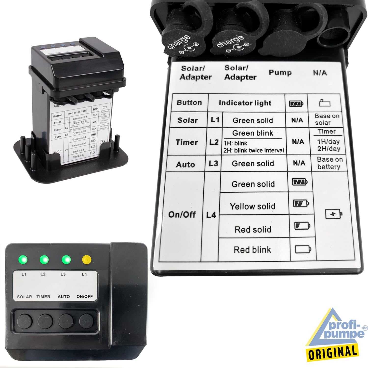 Innovativa pompa solare per laghetto, set pompa solare per laghetto da giardino con batteria, illuminazione a LED, pannello solare in stabile telaio in alluminio (Oasis-4000R con ioni di litio)