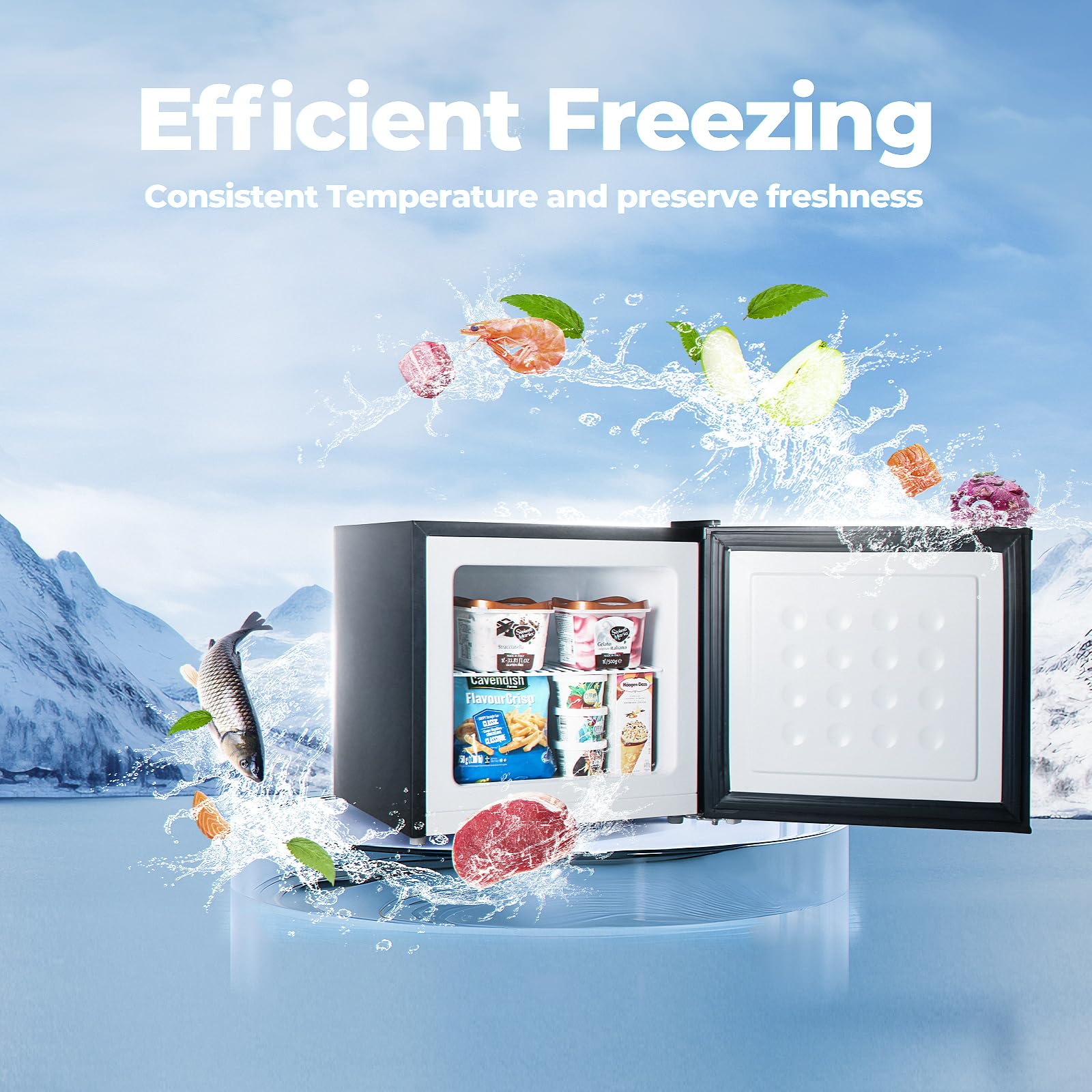 Electactic 1.2 Cu.ft Mini Freezer, Small Upright Freezer with Removable Shelf & 7 Adjustable Temperature Control, Energy Saving, Low Noise for Bedroom, Apartment, Home, Office, Black on Fridge.com