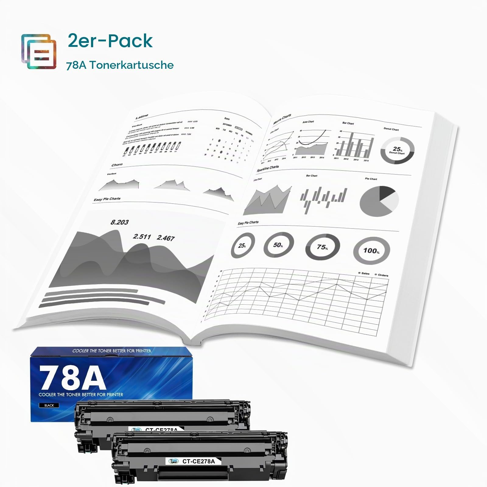 CE278A 78A Schwarz Tonerkartusche 2 Pack Kompatibel für HP LaserJet M1536