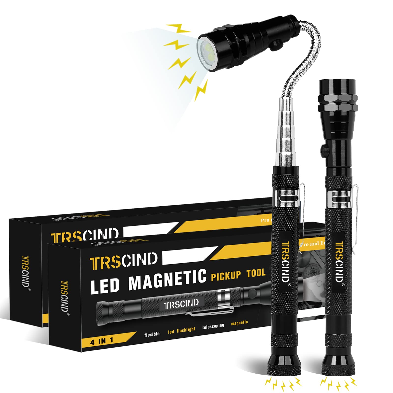 TRSCIND Gifts for Men Dad Husband Him, 2 Boxes LED Telescoping Magnetic Pickup Tools Unique Gifts for Christmas Stocking Stuffers Thanksgiving Day Birthday Cool Stuff for Repairing