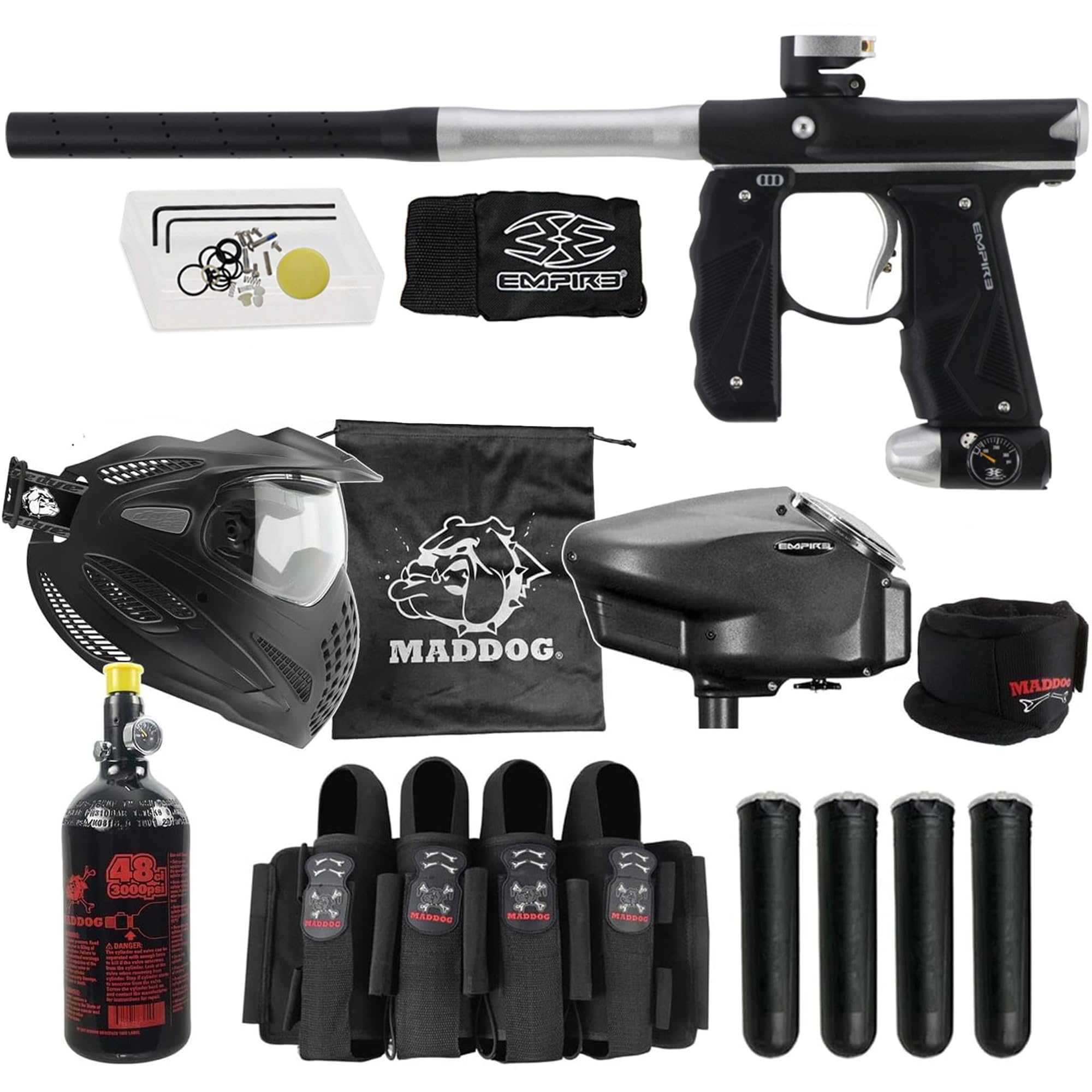 Maddog Empire Mini GS Paintball Gun Marker Elite HPA Kit - Black/Silver