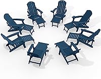 Vista 55 de YEFU Juego de 4 sillas Adirondack ajustables con reposapiés, sillas Adirondack ajustables de 5 niveles con otomana retráctil y 2 portavasos, sillas