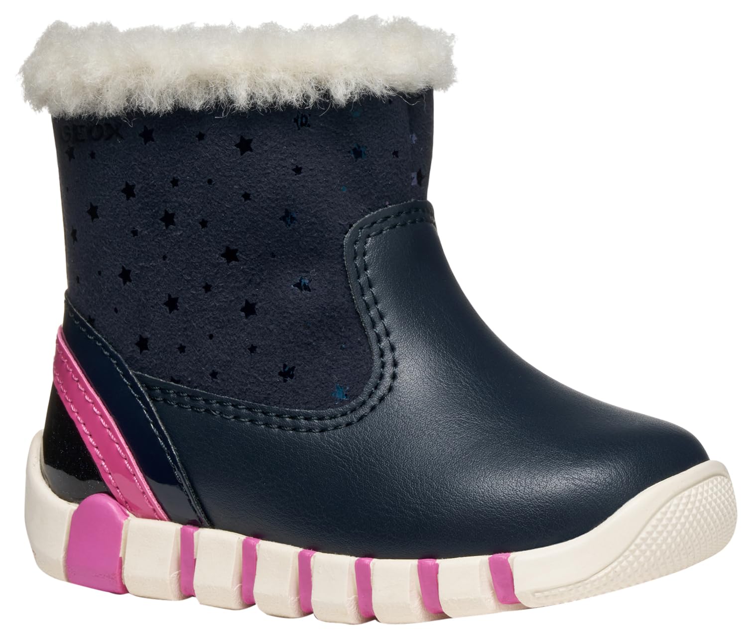 Geox Baby B IUPIDOO Girl First Walker Shoe, Navy/Fuchsia, 5 UK Child