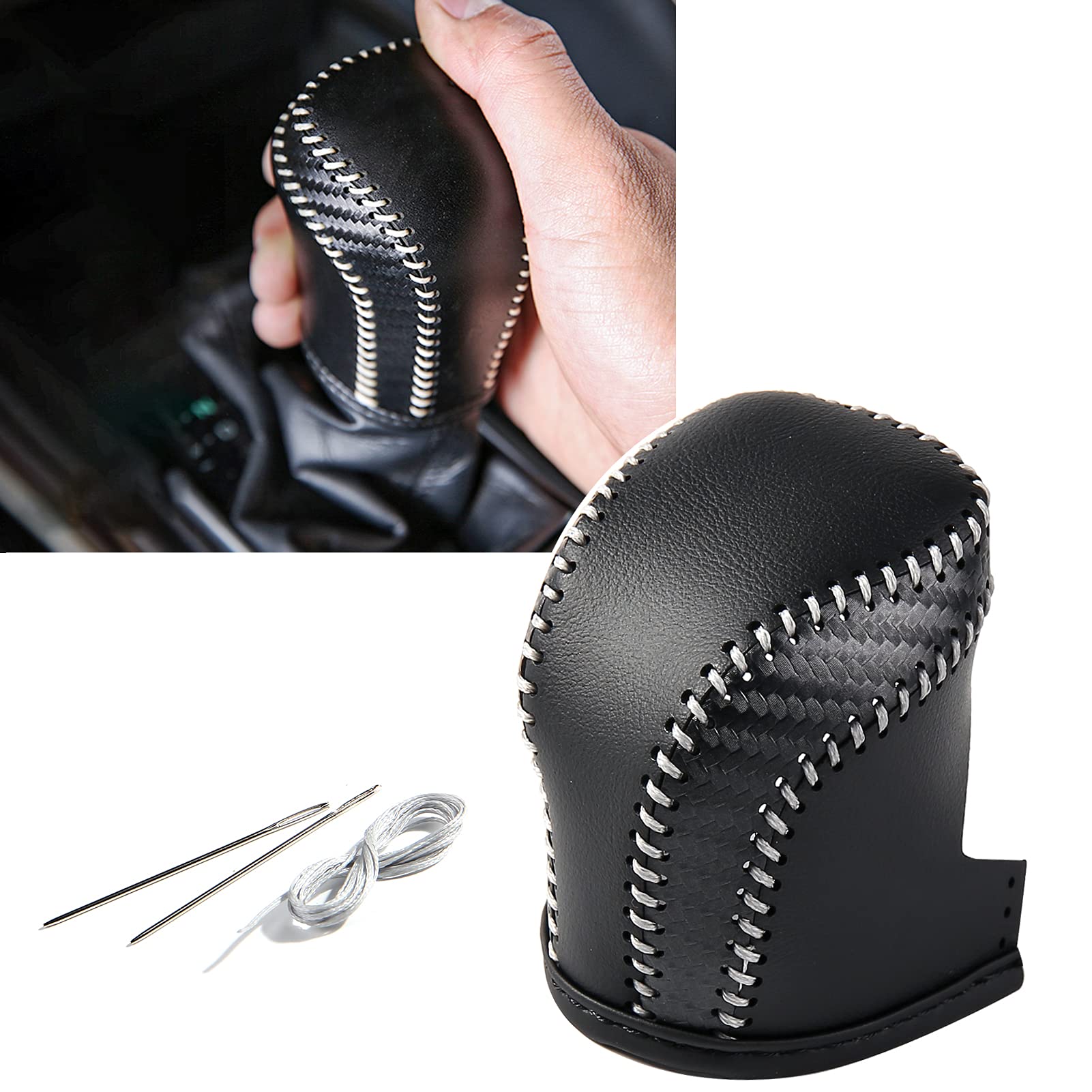 CKE Compatible with Toyota Camry Corolla Corolla Cross Avalon Accessories Car Center Console Gear Shift Knob Cover Trim Protector Cap -Carbon Fiber and Black