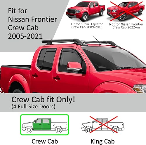 Miniatura 5 de Voron Glass Protectores de lluvia extra duraderos en canal para camiones Nissan Frontier 2005-2021 Crew Cab, deflectores de ventana, viseras de