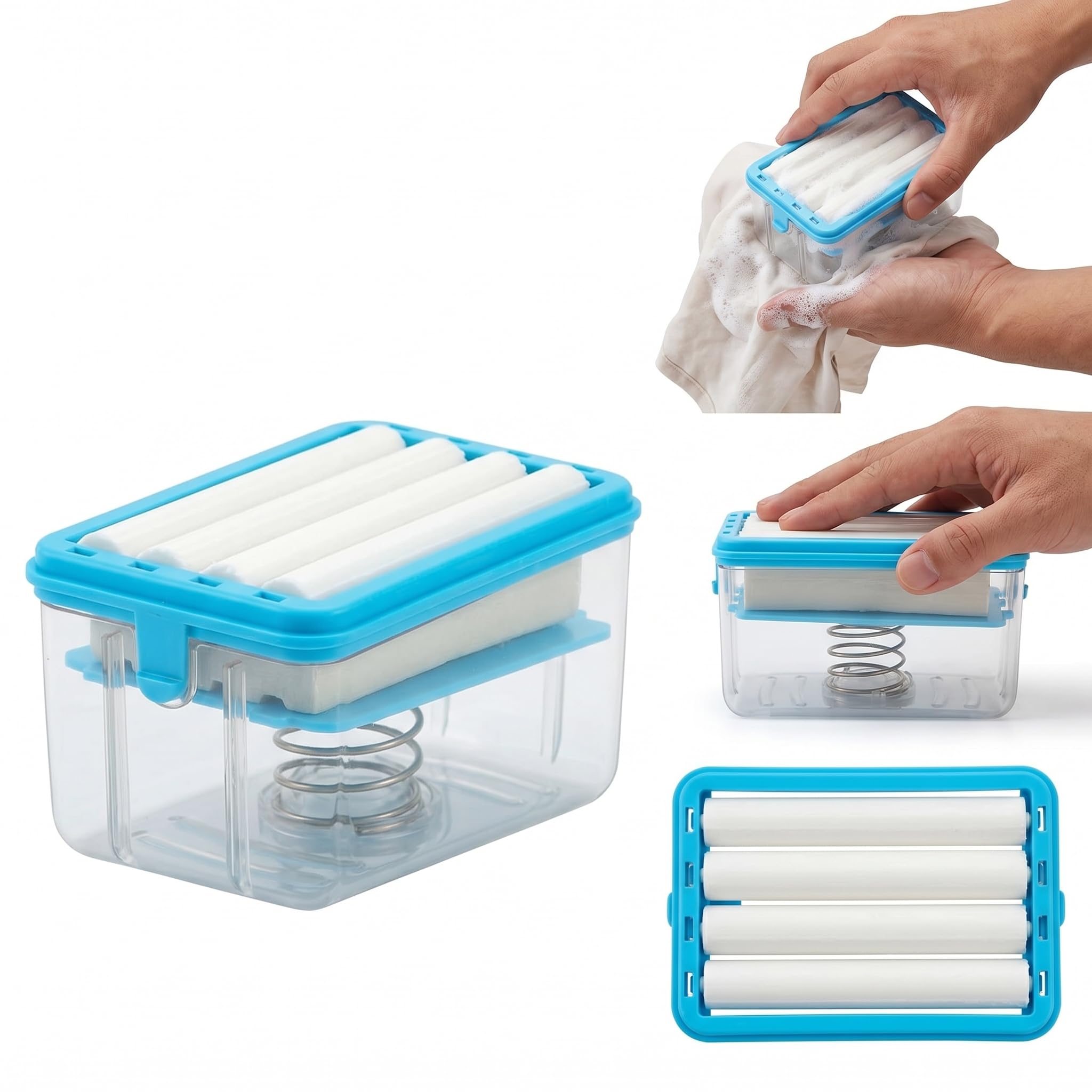Easy Cloth Plastic Washing Soap Roller Dispenser Case with Lid - Leakproof Soap Box, Roller Design, Durable, Portable & Easy to Use-image-16