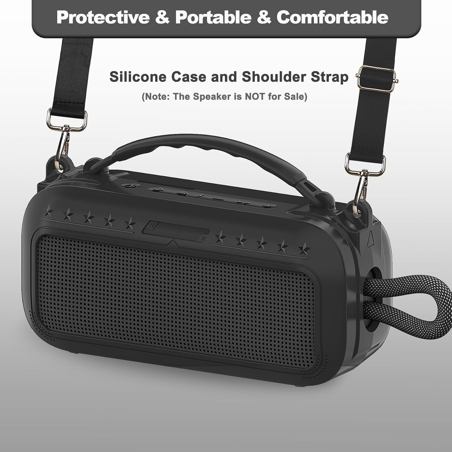 JCHPINE Silicone Cover Case for Bose SoundLink Plus Portable Speaker, Protective Soft Silicone Case with Carrying Handle and Shoulder Strap (Black) - Image 4