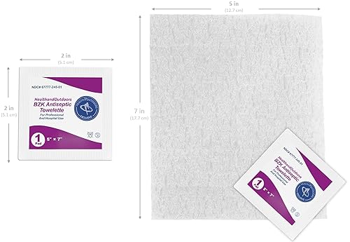 Miniatura 2 de BZK - Toalla húmeda antiséptica de 5 x 7 pulgadas (125 unidades) para limpieza de manos y cuerpo, sin alcohol, toallas envueltas individualmente