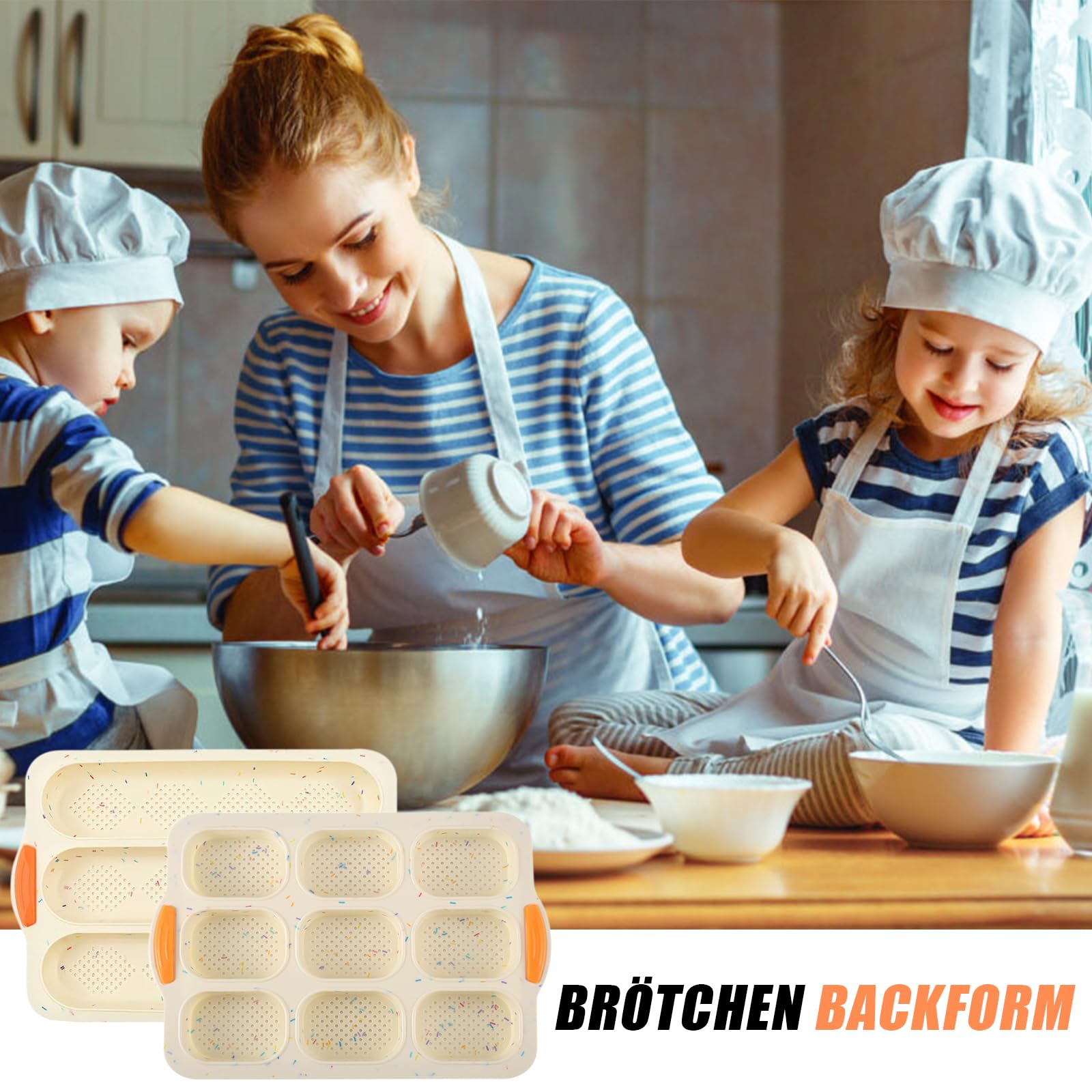 Aohyue Brötchen Backform Set - 2-tlg Silikon Backformen Für Brötchen & Baguette