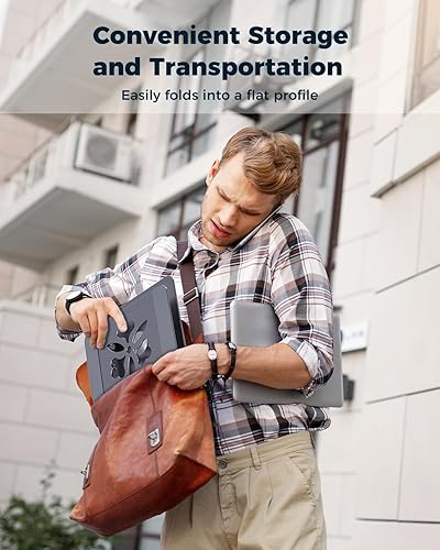 Miniatura 5 de Soporte ajustable para computadora de escritorio - Elevador portátil para laptop con base giratoria, soporte plegable de aluminio para computadora