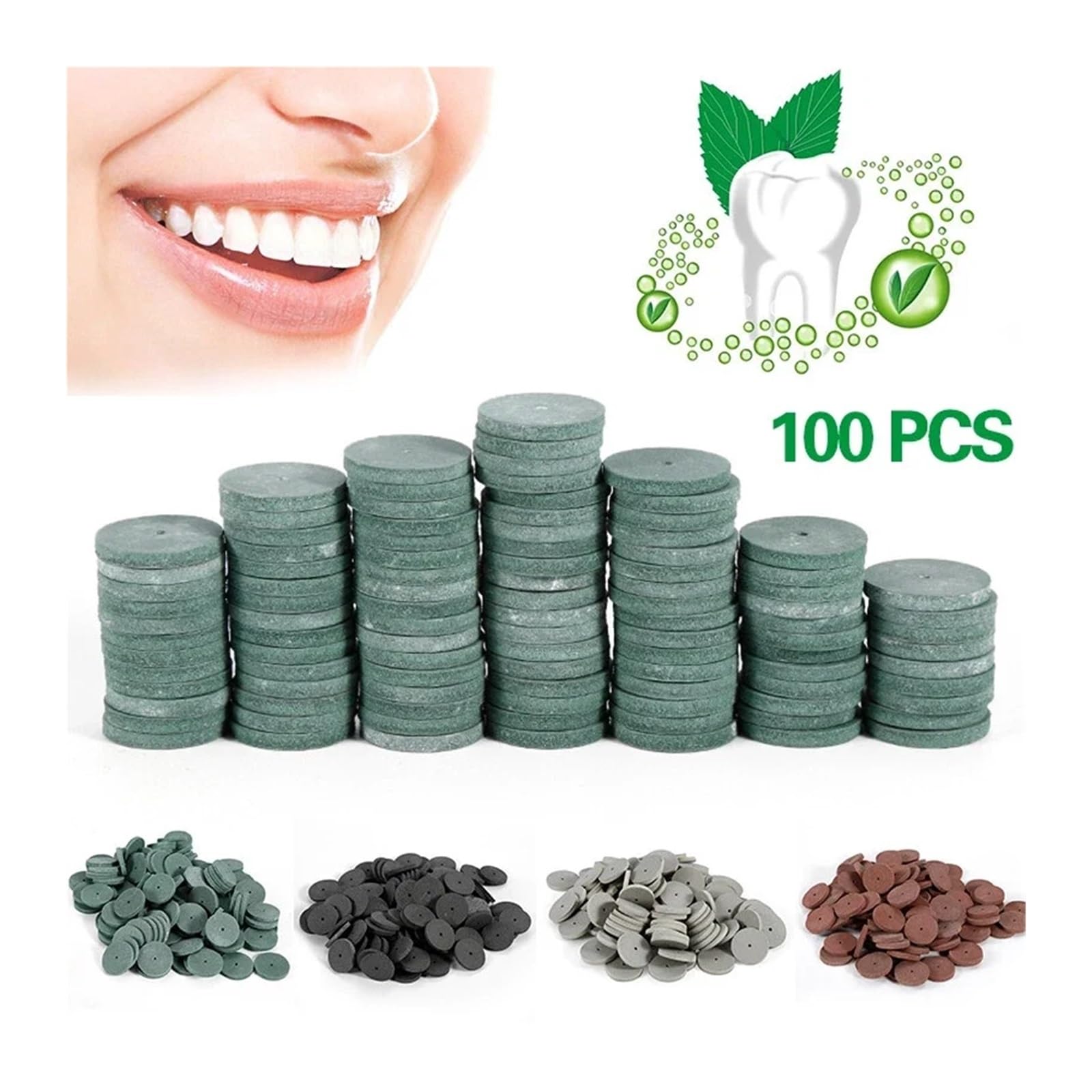 100 Pezzi Di Ruote For Lucidatura Dentale, Frese, Ruote For Lucidatura In Gomma Siliconica + 5 Pezzi Di Mandrino For Dischi Diamantati For Materiali Da Laboratorio Dentale(Gray)