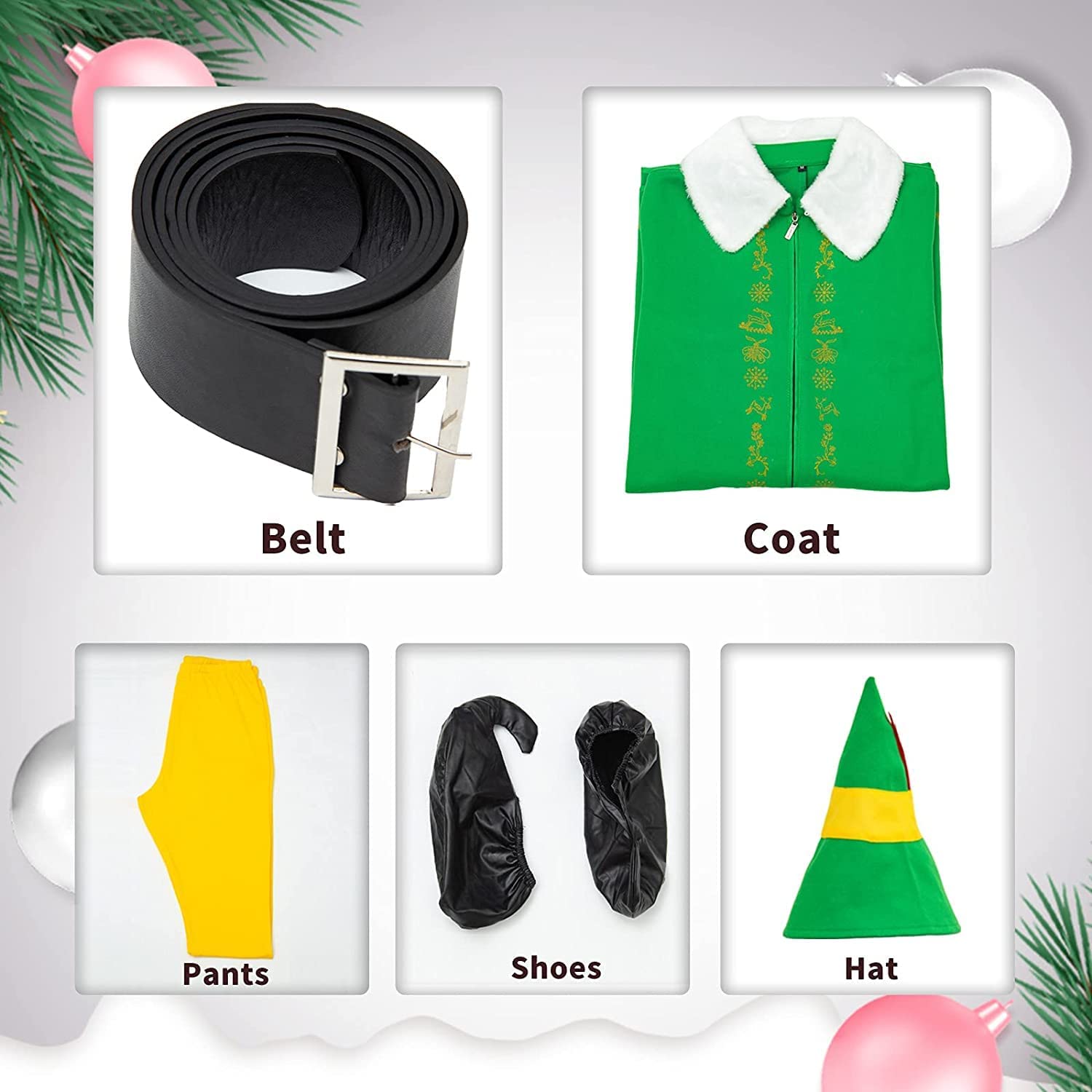 Herren Weihnachten Kostüm Deluxe Santa Anzug Erwachsene Kostüme Urlaub Halloween Cosplay Set 6 Stück Mantel Hut Hose Gürtel