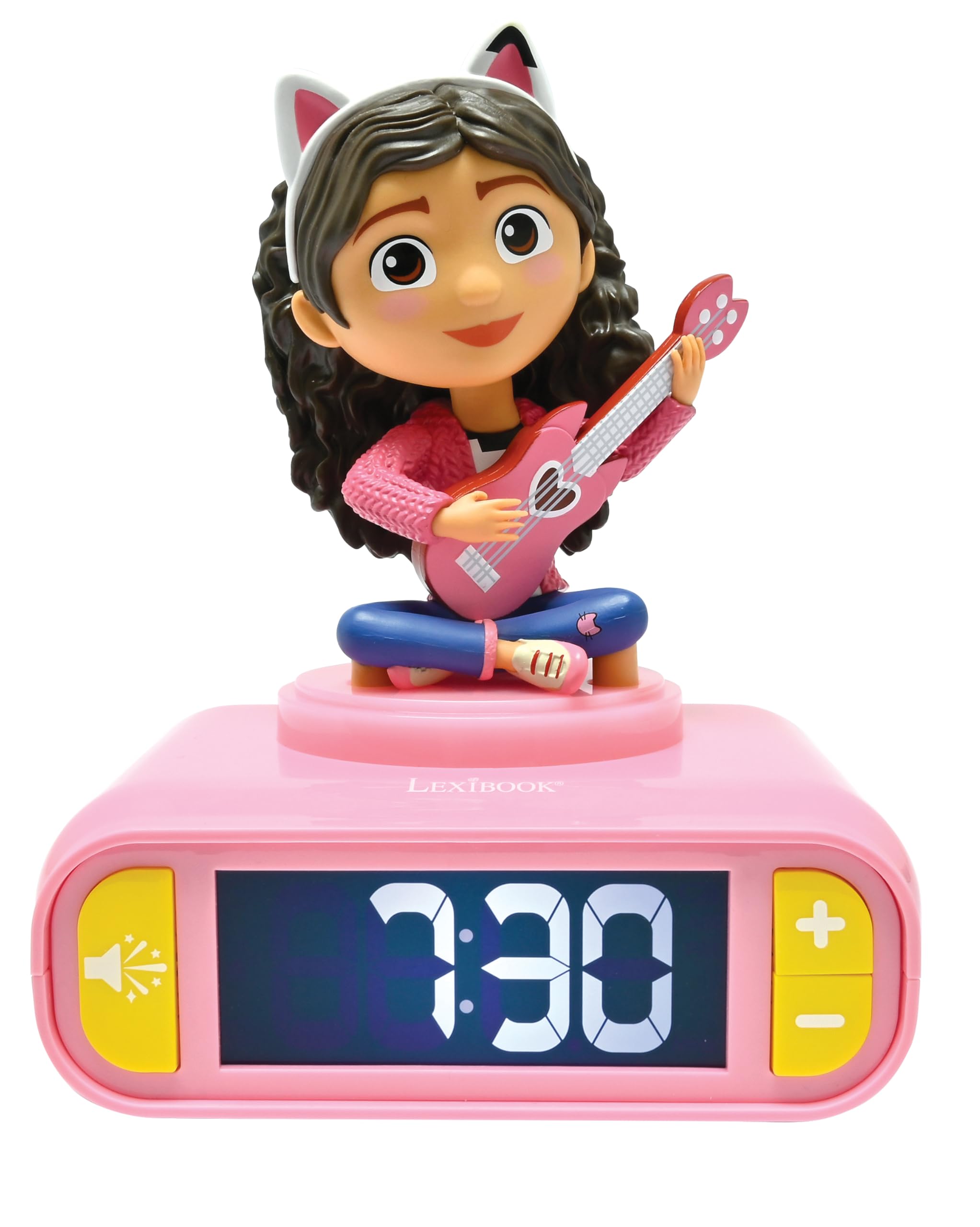 Lexibook, Gabby’s Dollhouse, Gabby Nachtlicht-Wecker, Klänge und Melodien, Hintergrundbeleuchteter LCD-Bildschirm, Leuchtend, Snooze, Rosa, RL800GDHLXB