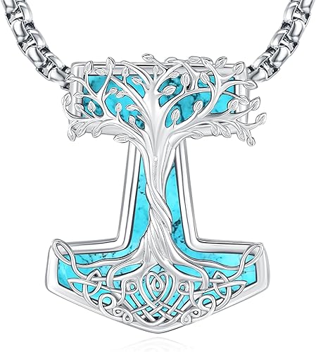 Eusense Joyería turquesa para mujeres y hombres, collar de turquesa de plata de ley 925, joyería occidental, hecho a mano