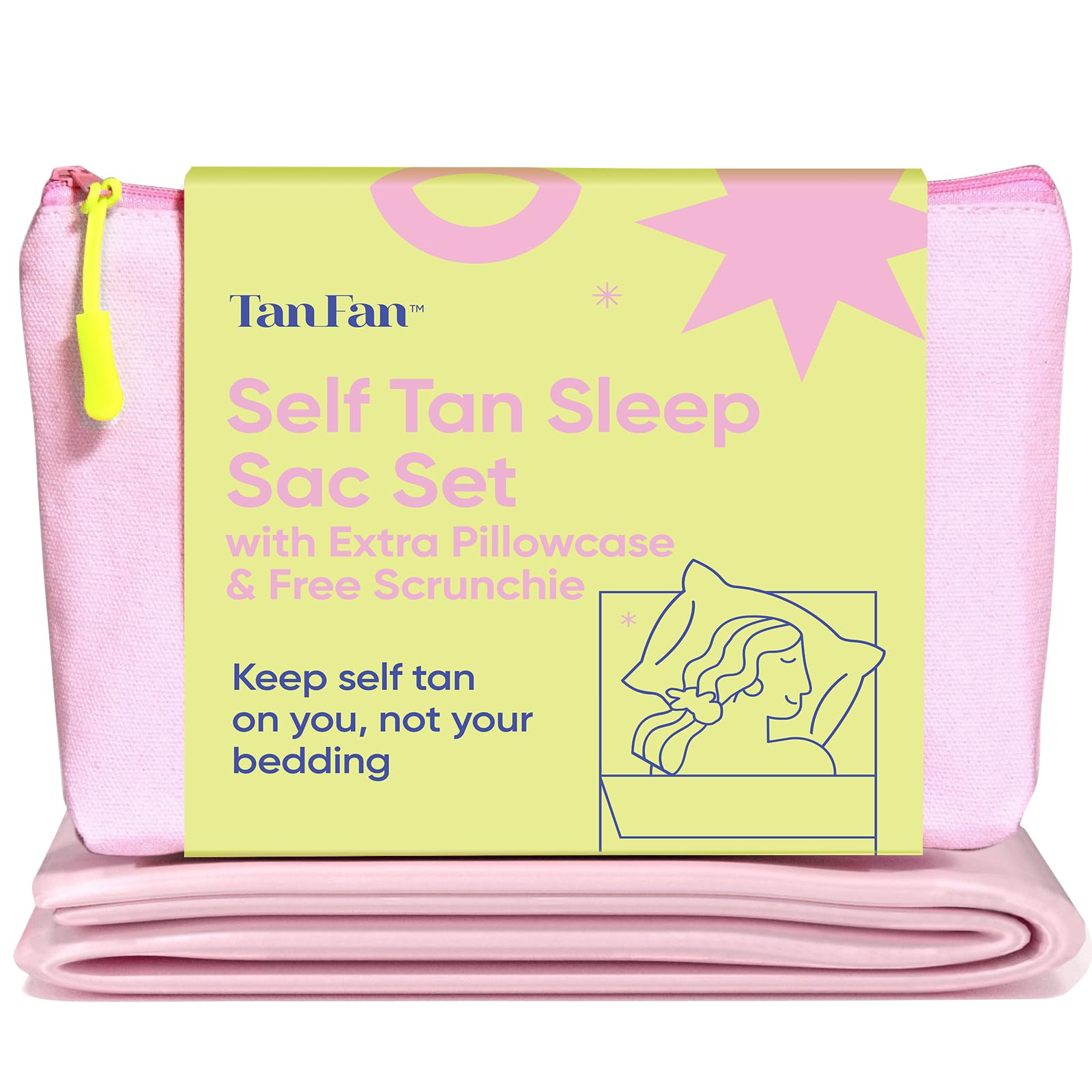 Tan Fan Self Tan Sleep Sac - Protects Sheets from Fake Tan Stains - No Tanner Transfer, Rub Off, Absorption Guaranteed - Cool Silky Lightweight Bed Protector Sack. Large Roomy w Foot Openings (): Sleep Sac Set