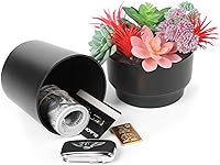 Vista 1 de Maceta con compartimento oculto seguro y secreto, ocultador de llaves secretas, oculta una caja fuerte secreta para llaves (negro 2)