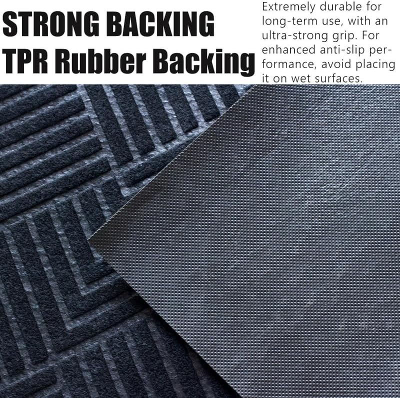 Runner Rug Non Slip, 5FT x 11FT Hallway Entryway Area Rug Indoor Outdoor Rubber Back Carpet Mat for Kitchen Laundry Room Foyer Balcony Living Room, Black Stripe