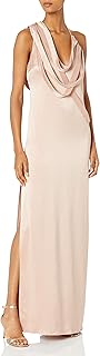 Halston Heritage Women's Sleeveless Slip Gown with Draped Strip Detail