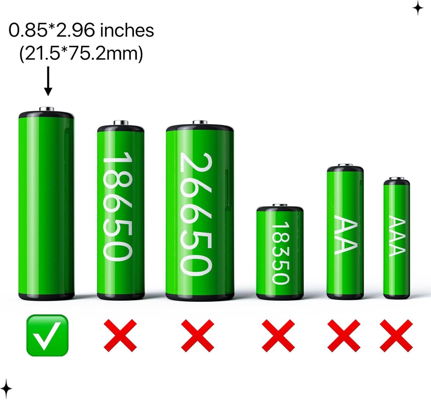 LBF Button Top 3.7V 5000mAh(21 * 75 not 18 * 65) Rechargeable Battery Type-C Input/Output Protection Circuit Built-in Large Capacity 3.6V Replacement Battery for Flashlight, Headlamps etc 2 Pack