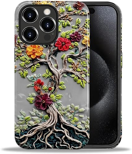 Miniatura 106 de Funda para iPhone 11, carcasa dura a prueba de golpes + silicona suave 2 en 1 híbrida, parachoques a prueba de caídas - Vidrio manchado con flores
