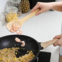 Vista 6 de 3Pcs Wooden Spoons for Cooking 12" Bamboo Slotted Spoon Spatula Kitchen Utensils Set for Non-Stick Pans Wooden Spatula for Nonstick Cookware