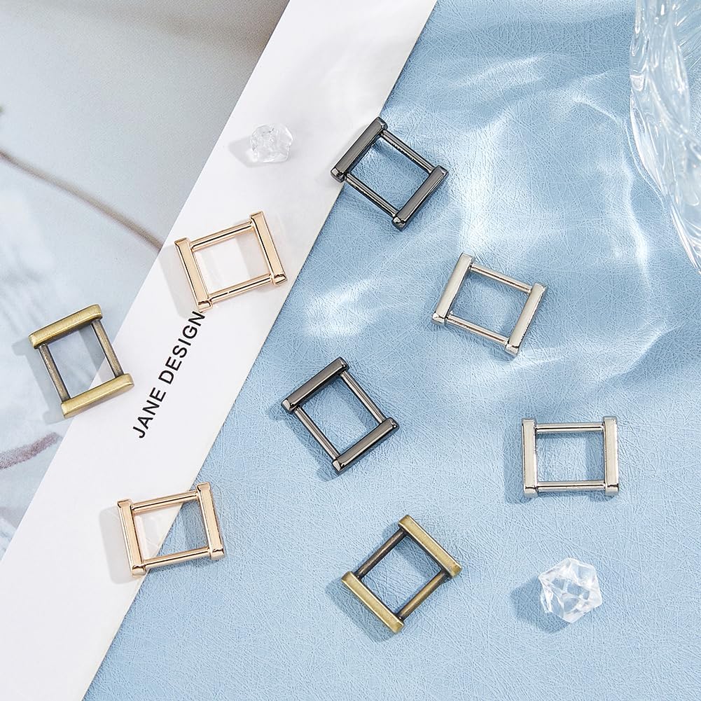 8Pcs 4 Colors Rectangle Belt Rings Alloy Screw Ring Buckles Shackle Purse Bag Loops Rectangular Strap Connectors for Strap Keeper Leathercraft Belt Bag DIY Accessories - Image 5