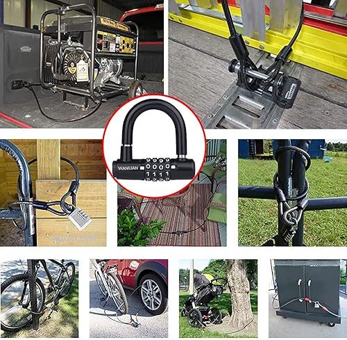 Miniatura 8 de Candado de contraseña de 4 dígitos, cerradura de bicicleta y cadena, cerradura de gabinete anticizallamiento, grillete de 2.09 pulgadas, impermeable