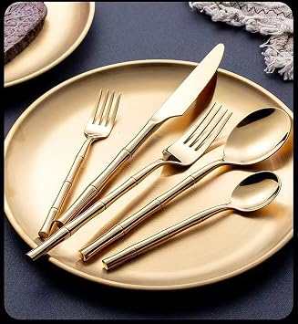 45-Piece Silverware Set Food-Grade Stainless Steel Cutlery Set, Modern Eating Utensils Tableware Service for 9, Mirror Polished, Dishwasher Safe Bamboo