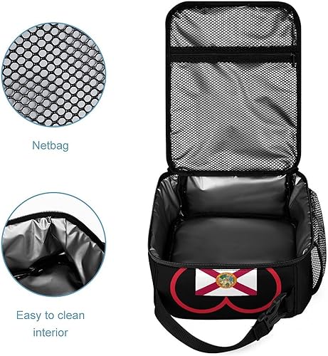 Miniatura 4 de I Love Florida Red Heart Insulated Lunch Bag for Women Men Reusable Lunch Box Tote Bag for Work Travel