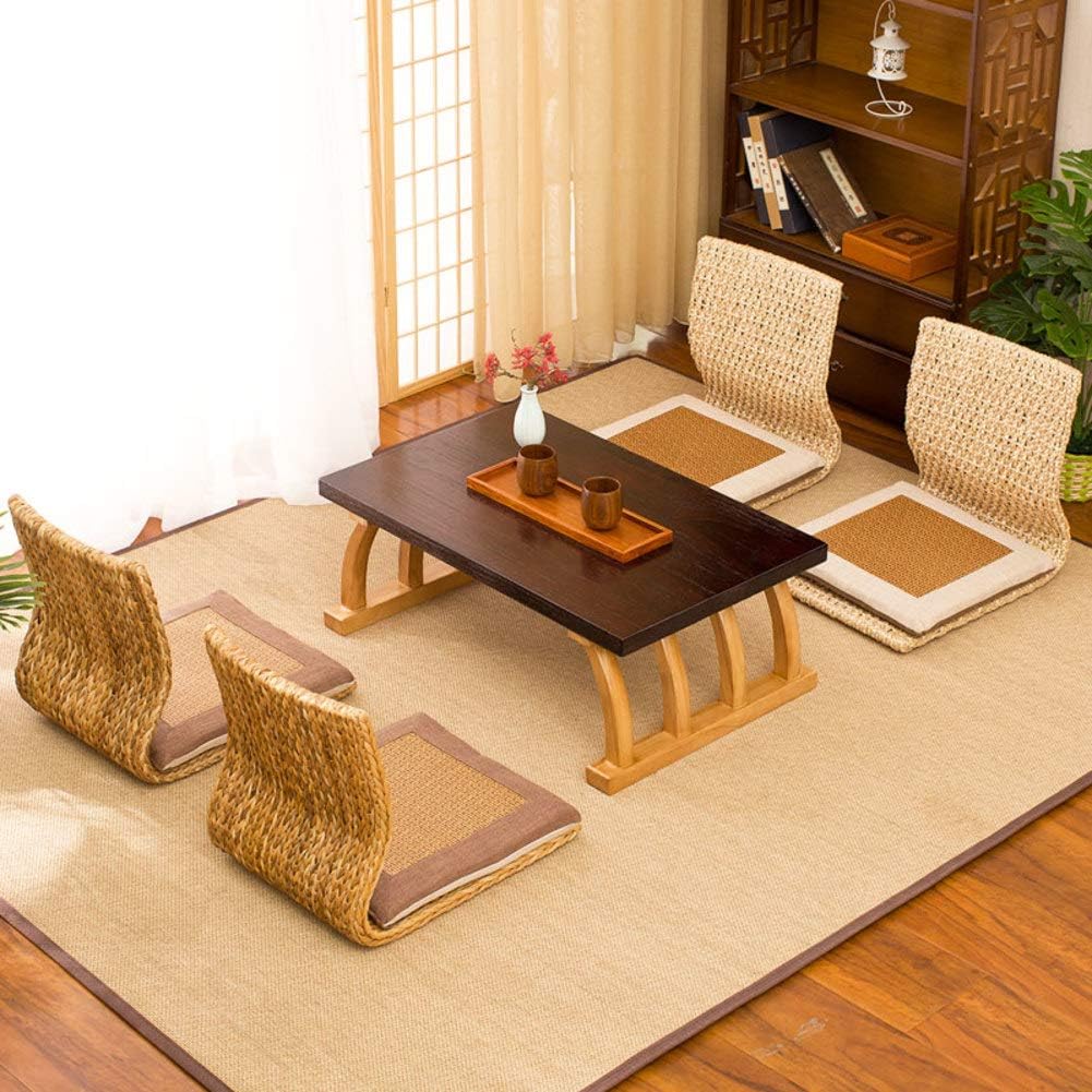 Silla de suelo japonesa estilo Tatami para meditación y relajación, antideslizante, materiales naturales, soporte posterior para juego, diseño de ventana flotante, sin patas