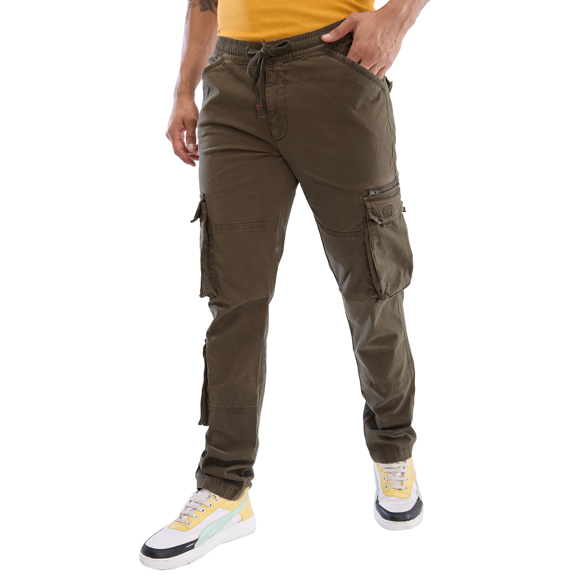 spykar Black Regular Fit Cargo for Men-picture-37