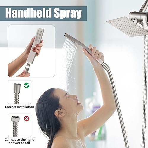 Vista 7 de Aolemi Juego de grifo de ducha con sistema de ducha rociador de mano, cabezal de lluvia individual y mango con boquilla de bañera, combo de válvula