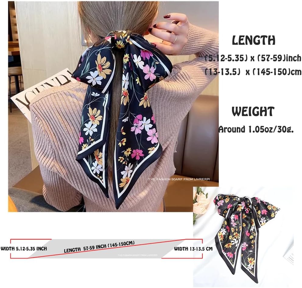 Livrerpi Silk Feeling Head Scarf Fashion Satin Hair Scarf Square Long Scarves for Women Gifts - Image 2