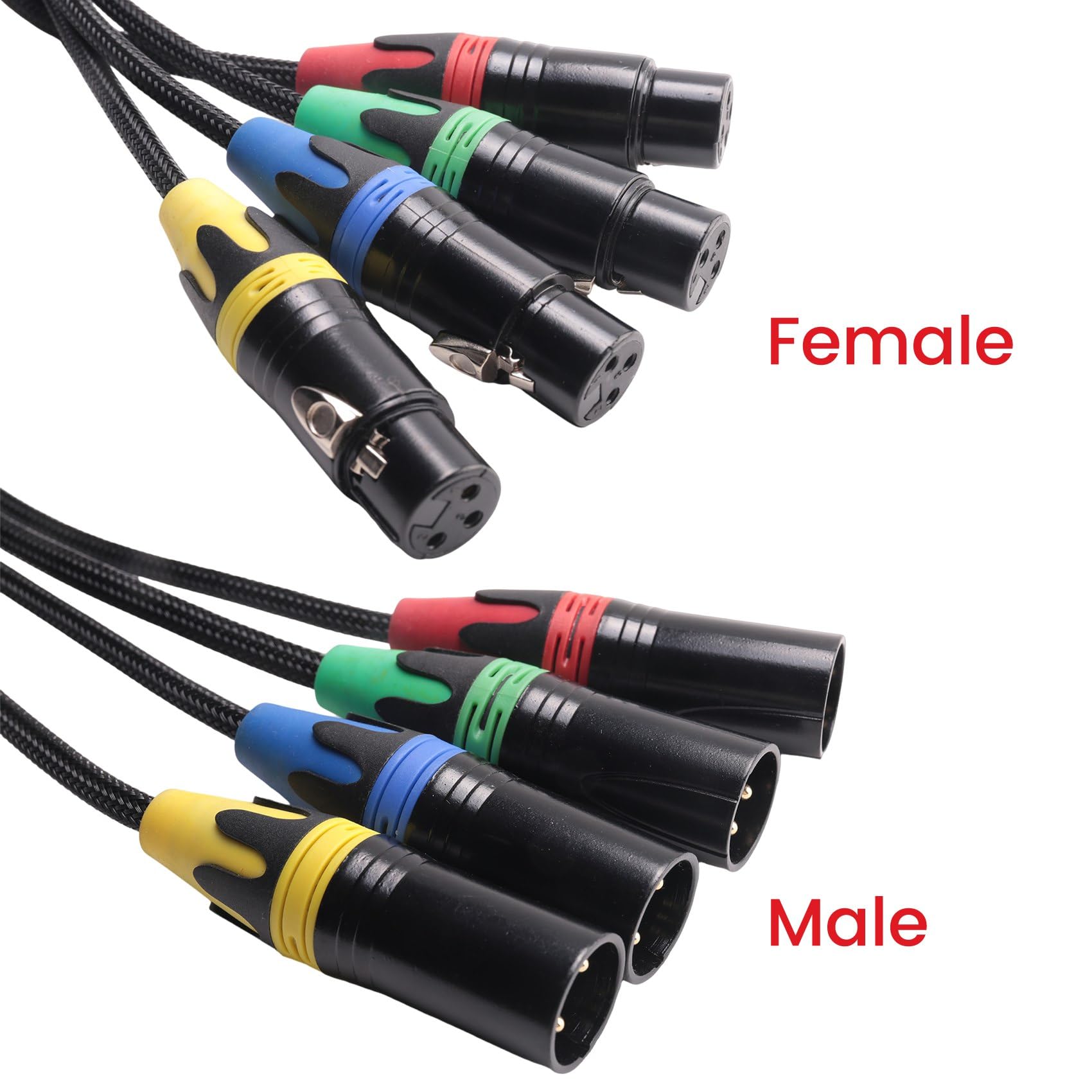 1 Par XLR de 4 Canales, 3, ConexióN de Escenario y Estudio de Red MúLtiple, Cable XLR Macho y Hembra, Audio de Escenario RJ45