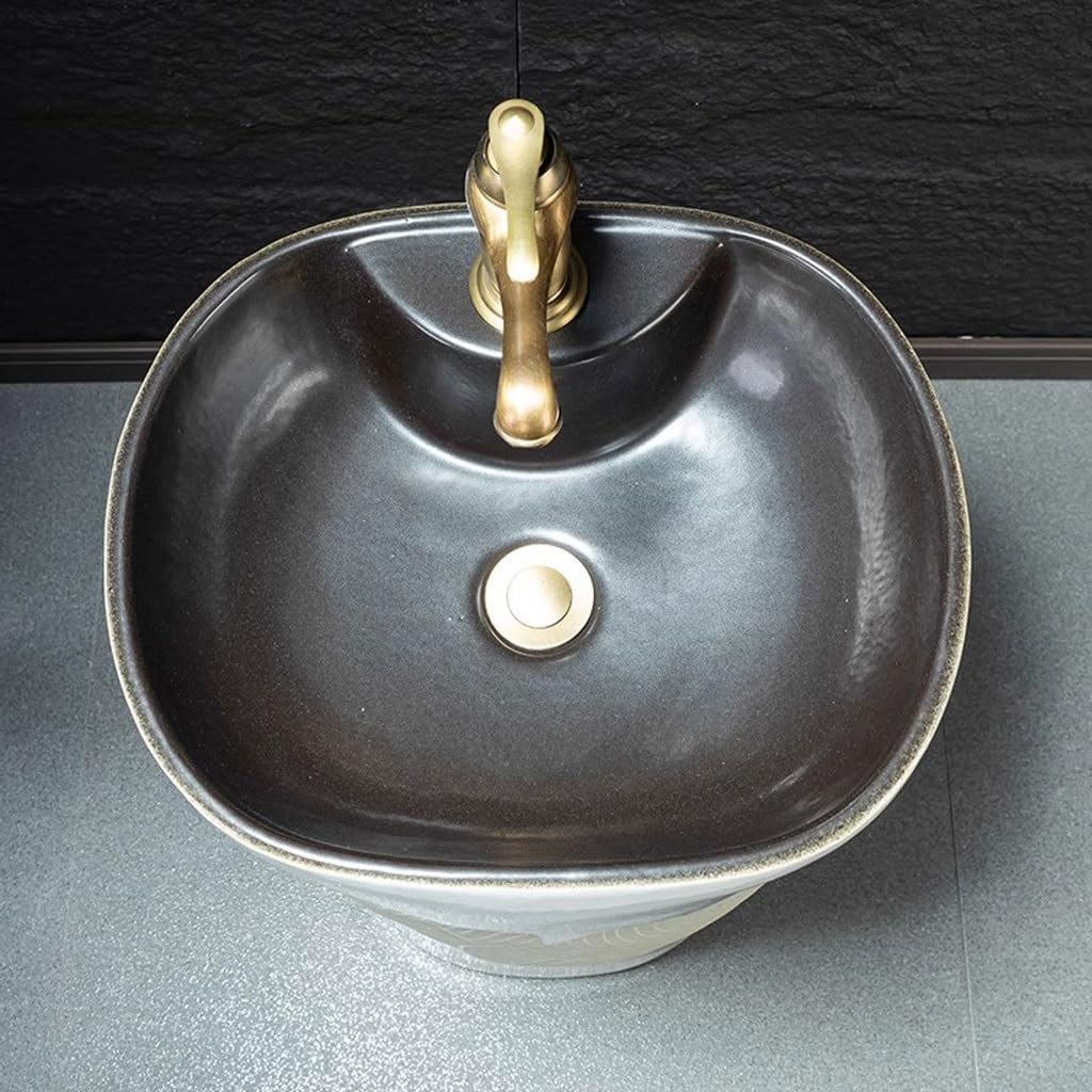 Pedestal Sinks Household Pillar-Type Bathing Pool Outdoor Courtyard Washing Ceramic Washbasin Bathroom Sink (A)
