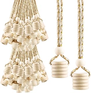 100 Pcs Hanging Car Air Freshener Bottle Caps Perfume Bottle Wooden Cap Essential Oil Diffuser Replacement Lids with Hanging String for Auto Ornaments Decor Fragrance