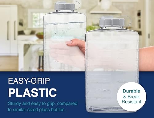 Miniatura 5 de Arrow Botella de 2 cuartos con tapa para bebidas frías paquete de 6  Botella de plástico transparente con boquilla fácil de verter y marcas