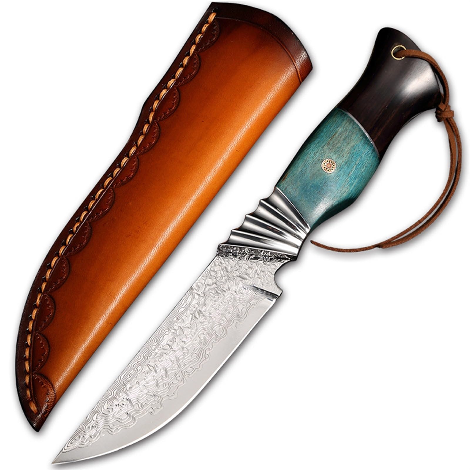 Handmade Damaskus Jagdmesser Messer OutdoorKnife feststehende Klinge VG10 Damaskus Gerades Messer Scharfes und langlebiges Messer Messer mit hoher Härte
