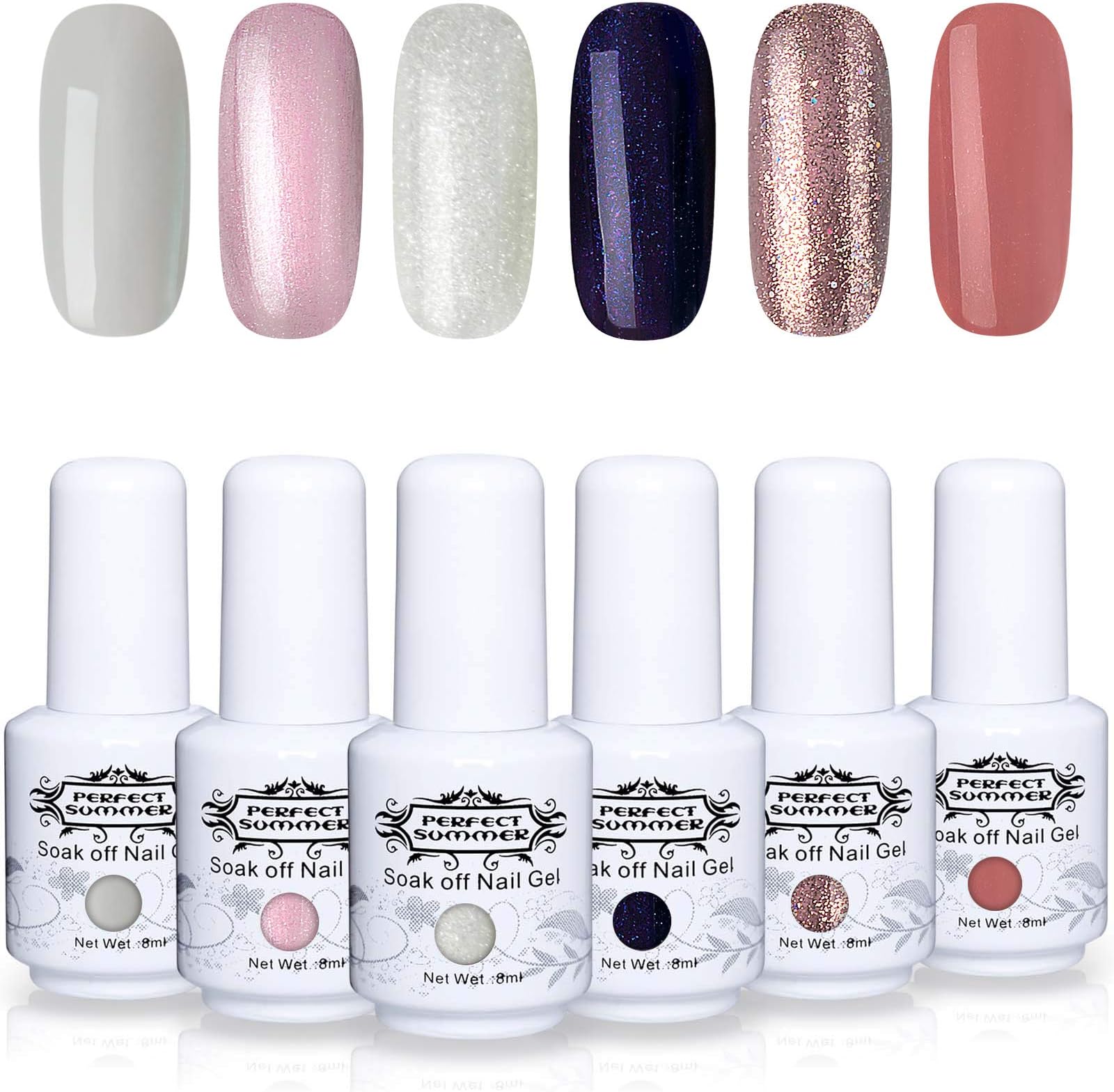 Perfect Summer New Colors Gel Polish Nail Varnish 6PCS Popular Colors Collection UV LED Manicure Set 8ML #015