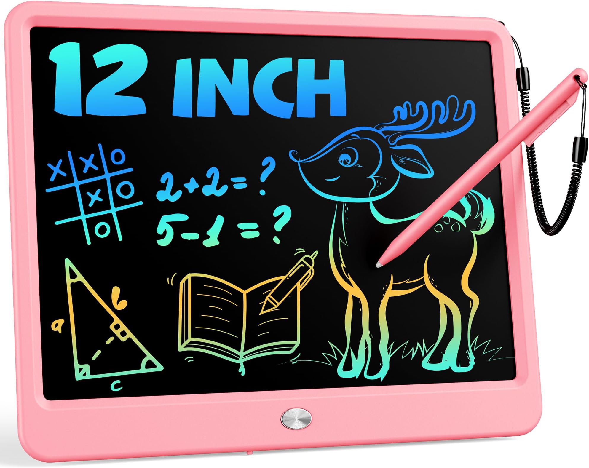12 Inch LCD Writing Tablet for 3 Year Olds - Electronic Drawing Pad and Doodle Board as Educational Birthday Gifts for Girls and Boys (Pink)