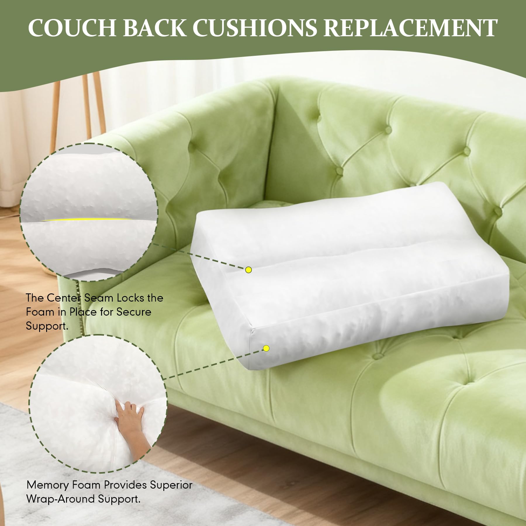 JZHLLA Shredded Foam Sofa Back Cushions Replacement Fluffy Memory