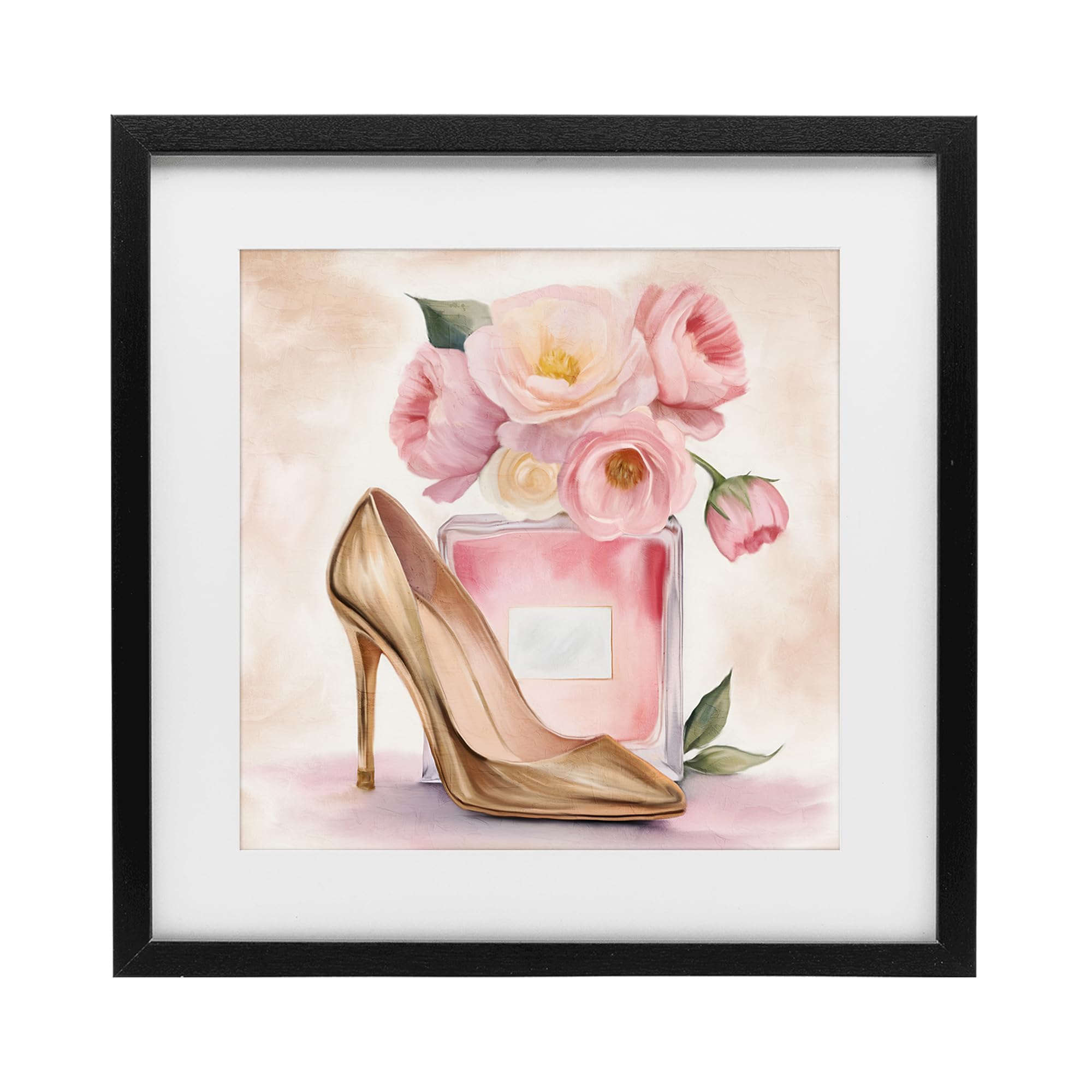 'Pink Beauty Heel & Flowers'| Framed Print Under Glass