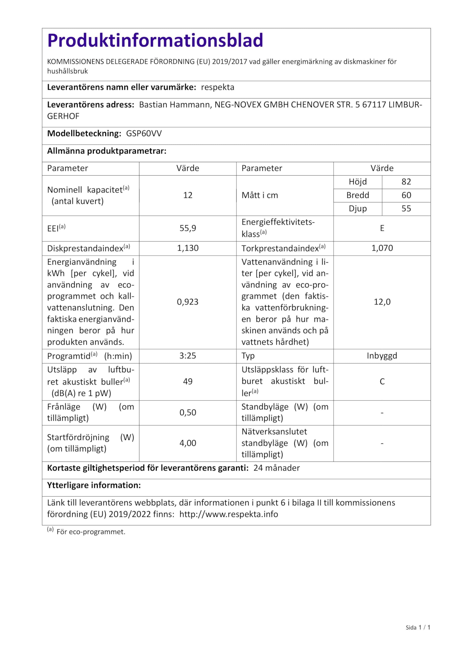 Respekta Spülmaschine vollintegriert 60 cm Einbau-Geschirrspüler 4 Programme Startzeitvorwahl 12 Maßgedecke leise 49 dB