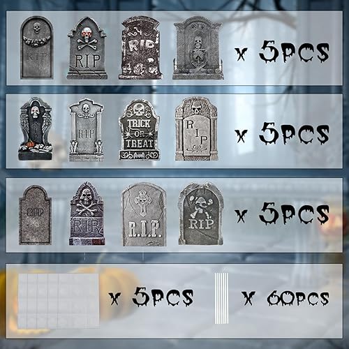 Miniatura 2 de 60 piezas de decoración de cupcakes de Halloween, lápida, cementerio, decoración de cupcakes, decoración de cupcakes de Halloween, palillos de mesa