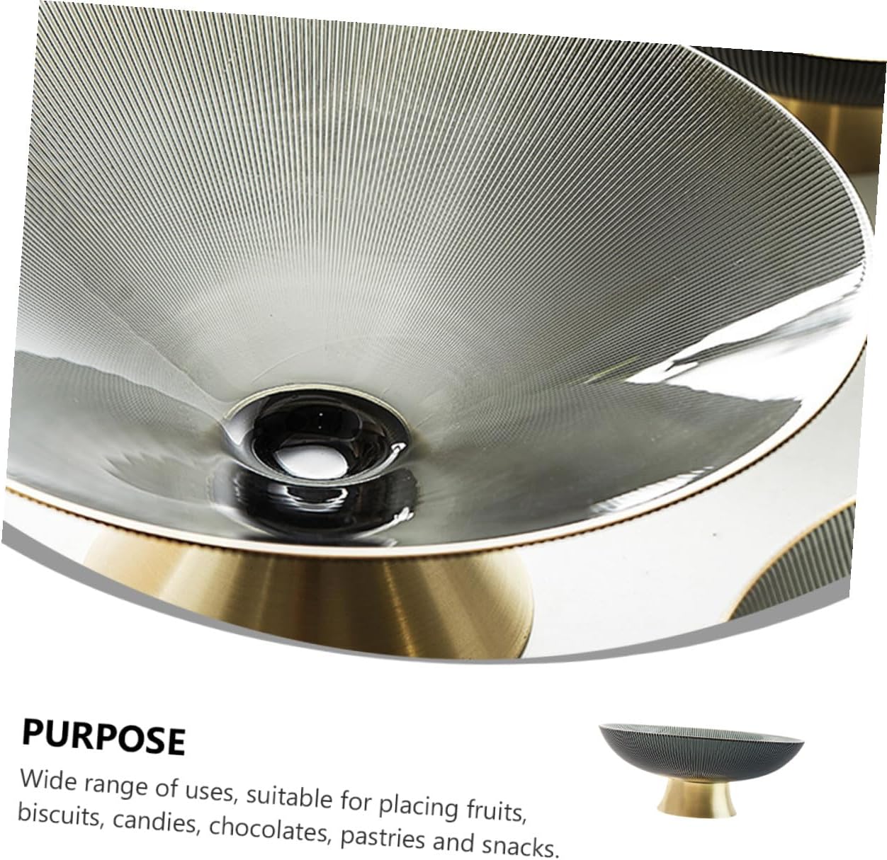 Glass Fruit Bowl Pedestal Serving Tray Grey Tall Glass Plate Household Snack Tray for Kitchen Counter and Coffee Table Use